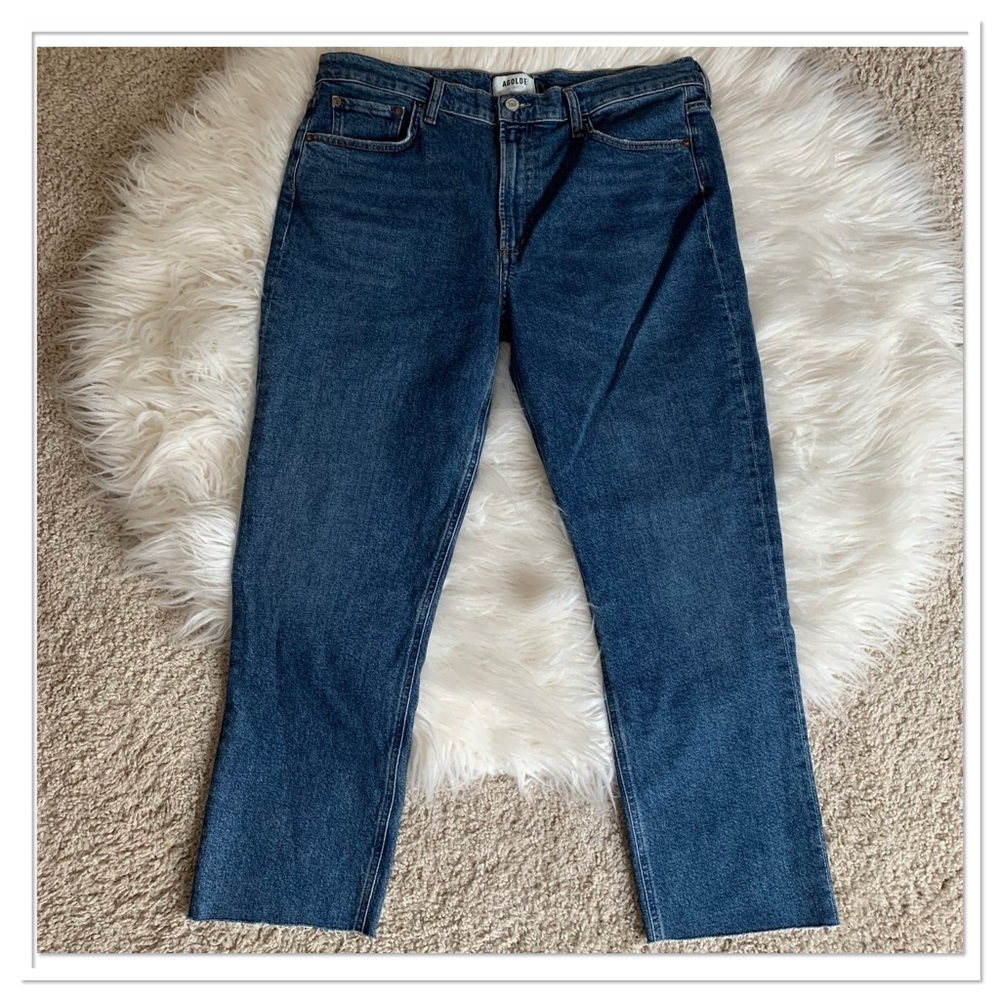 Agolde Merrel Straight Leg Jeans Raw Hem Blue Size 32